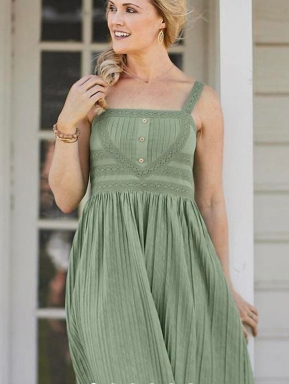 Matilda Jane x Joanna Gains Sage Green Pleated Babydoll Dress Earthy size Medium